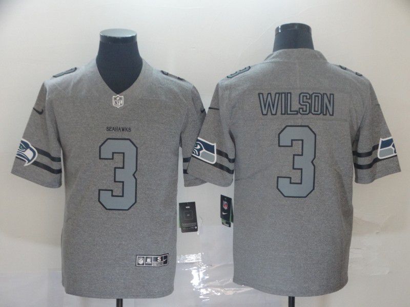 Men Seattle Seahawks #3 Wilson Grey Retro Nike NFL Jerseys->dallas cowboys->NFL Jersey